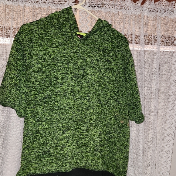 SOUTH POLE Marled Green Pull Over Short Sleeved Hooded French Terry Sweatshirt - Picture 2 of 8